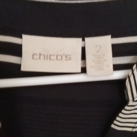 CHICO'S red white and black horizontally striped v-neck l/s blouse Size CHICO'S - Picture 3 of 3